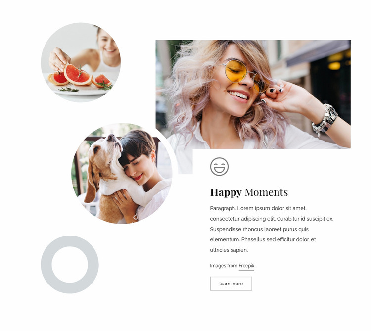 Happy moments Website Mockup