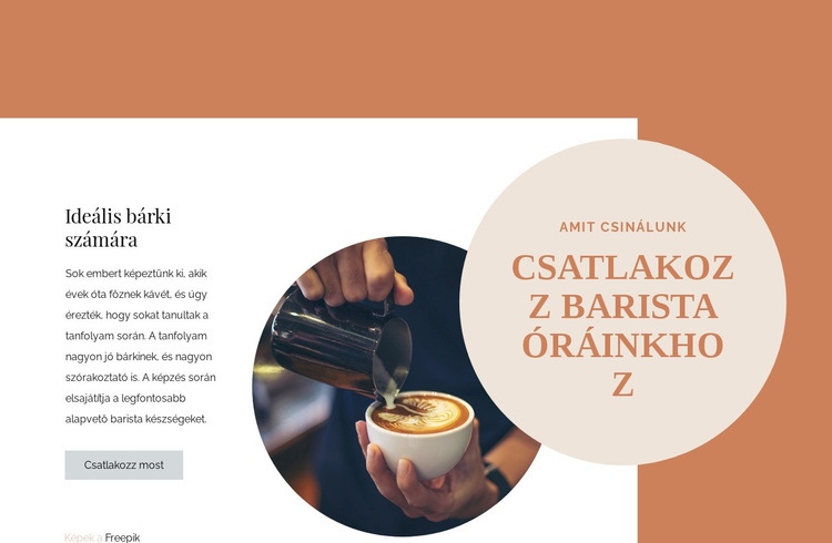 Barista órák Weboldal sablon