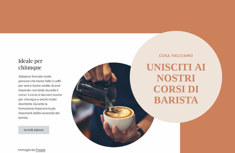 Corsi di barista Mockup del sito web