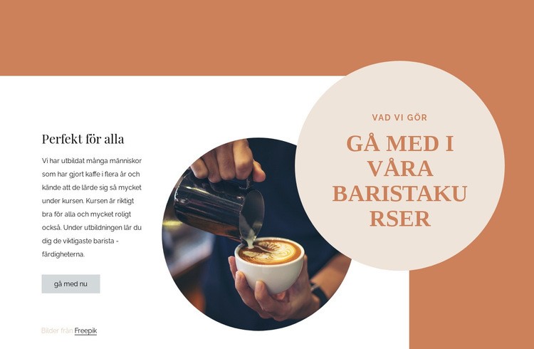 Barista klasser Webbplats mall