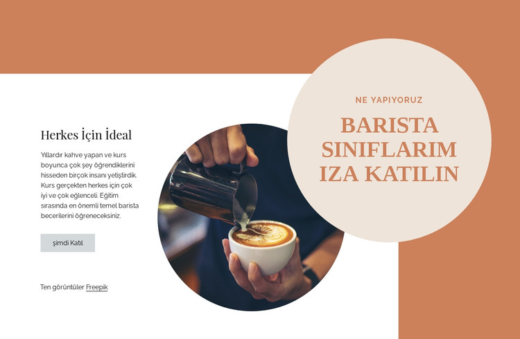 Barista sınıfları HTML Şablonu