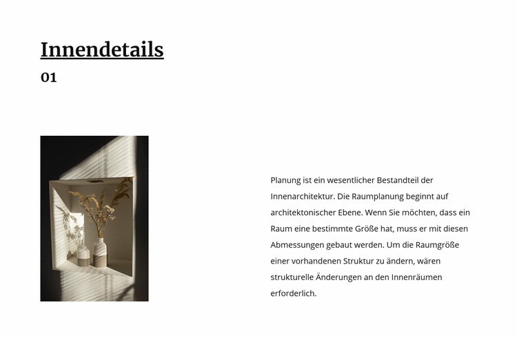 Details des perfekten Interieurs HTML5-Vorlage