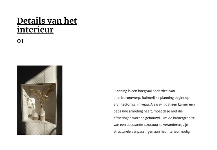 Details van het perfecte interieur CSS-sjabloon