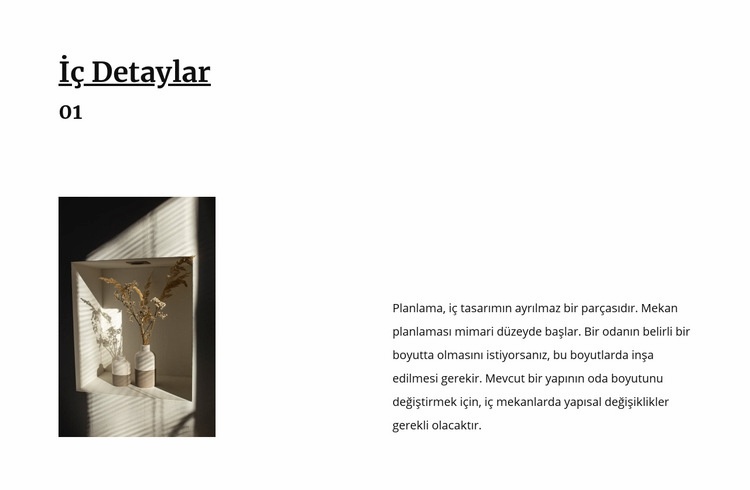 Mükemmel iç mekanın detayları HTML5 Şablonu