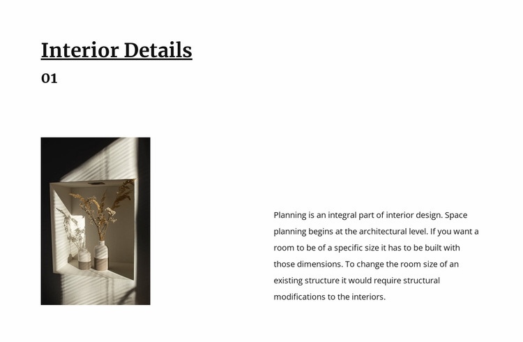 Details of the perfect interior Webflow Template Alternative