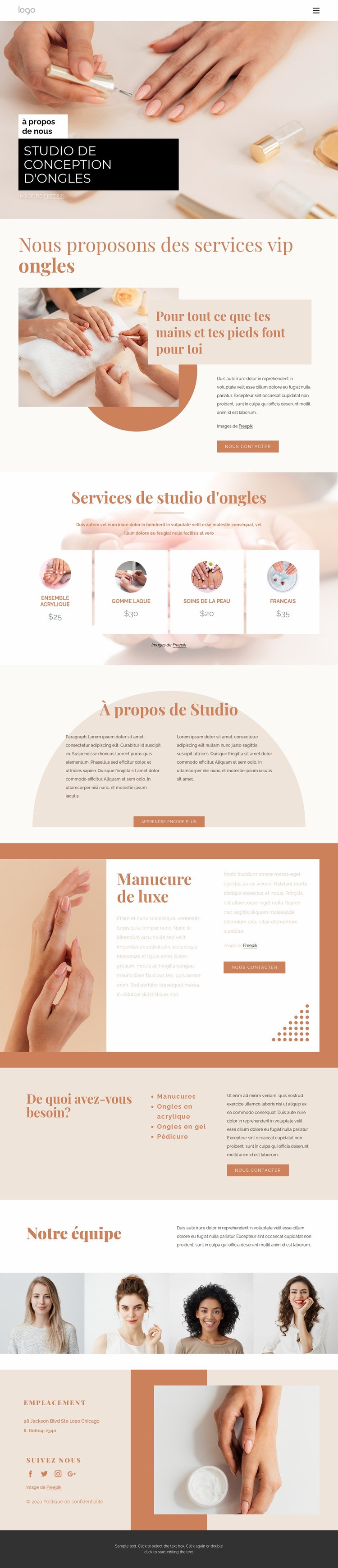 Nail art professionnel Conception de site Web