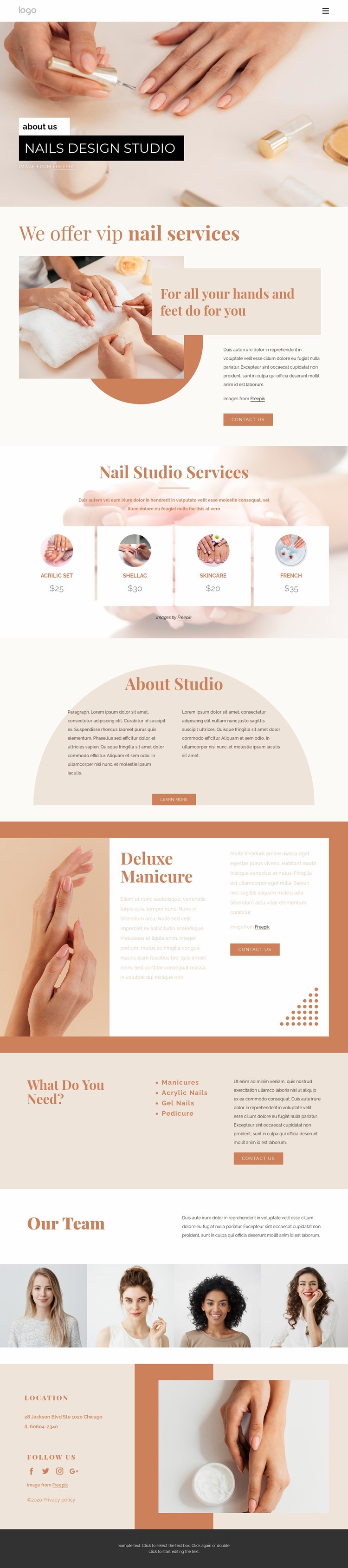 Professional nail art Homepage Design