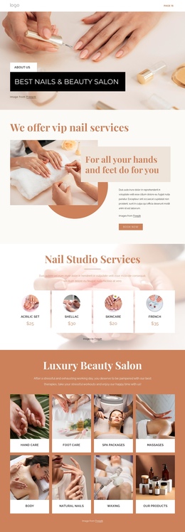 Most Creative One Page Template For Professional Nail Art