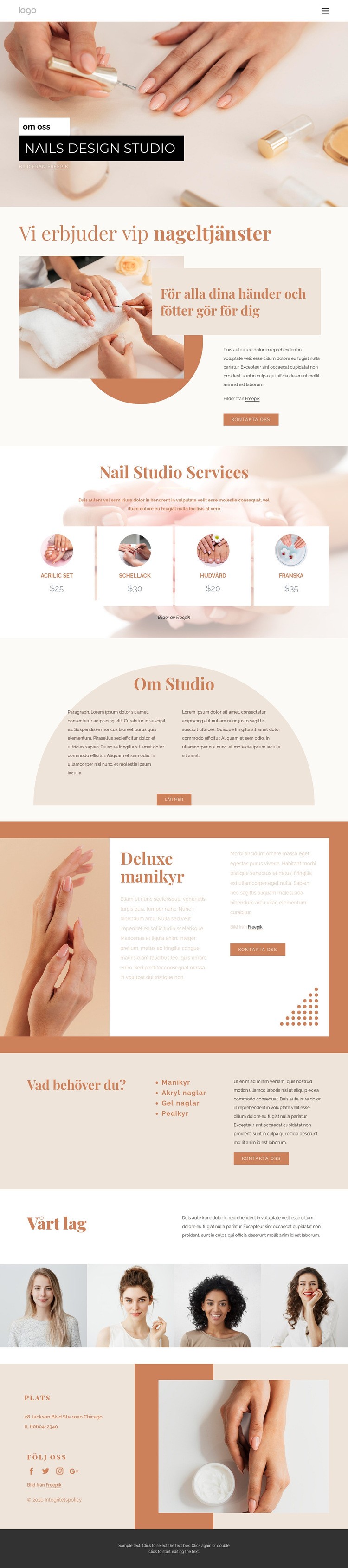 Professionell nagelkonst HTML-mall