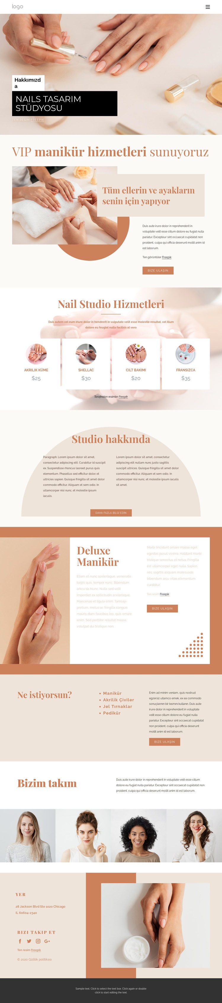 Profesyonel tırnak sanatı Web Sitesi Mockup'ı