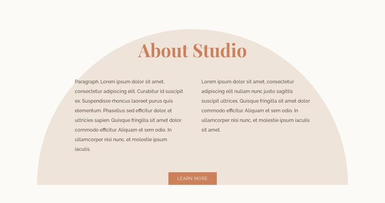 Two columns of text with shape Squarespace Template Alternative