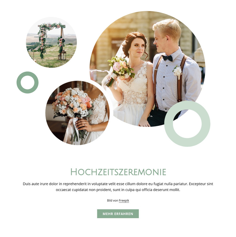 Hochzeitszeremonie Website-Vorlage