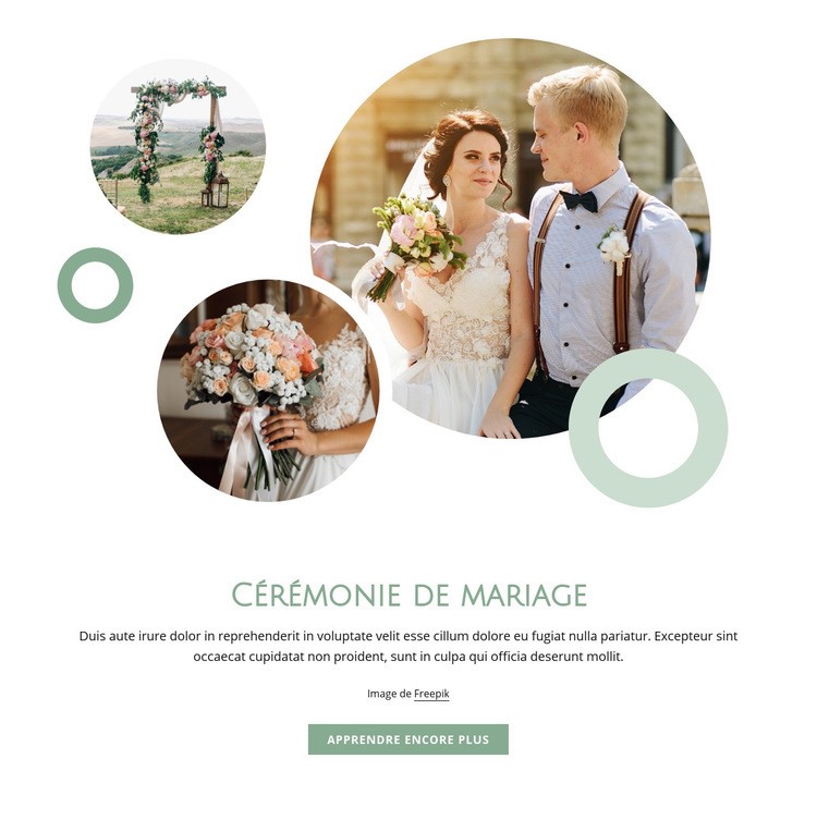 Cérémonie de mariage Maquette de site Web