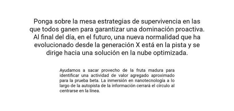 Texto en el medio del bloque Plantillas de creación de sitios web