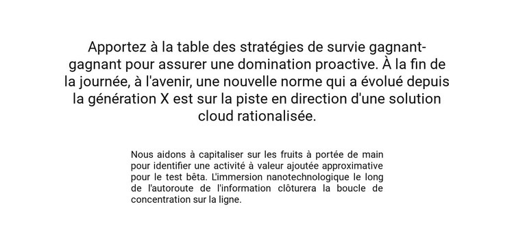 Texte au milieu du bloc Maquette de site Web