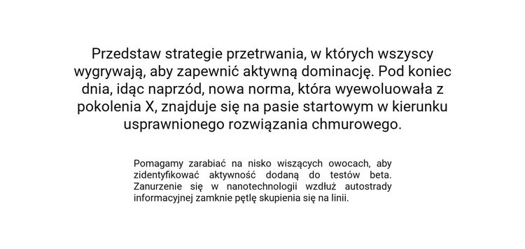 Tekst w środku bloku Szablony do tworzenia witryn internetowych