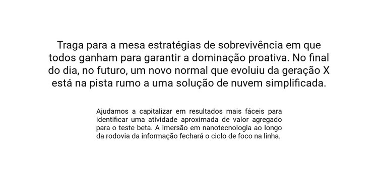 Texto no meio do bloco Modelos de construtor de sites