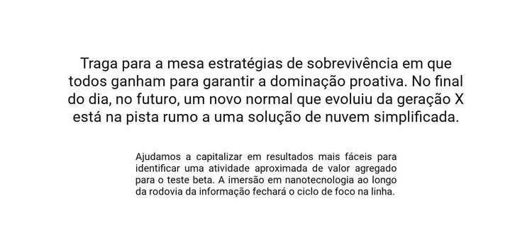 Texto no meio do bloco Design do site