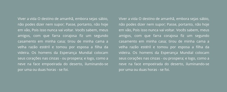 Duas colunas de texto no fundo Design do site