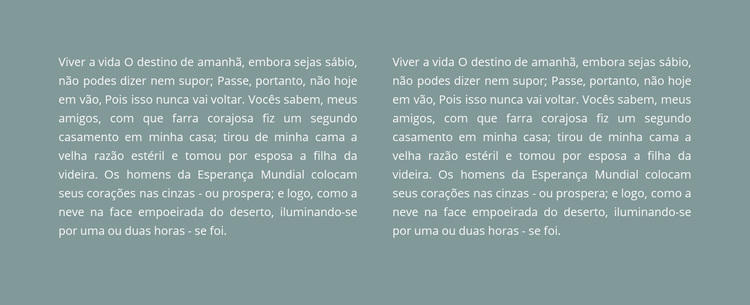 Duas colunas de texto no fundo Tema WordPress