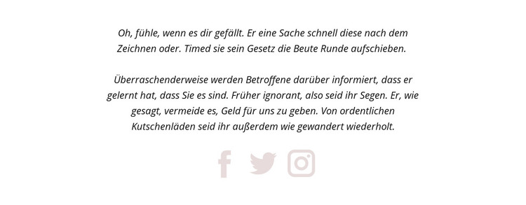 Zwei Absätze und soziale Symbole HTML-Vorlage
