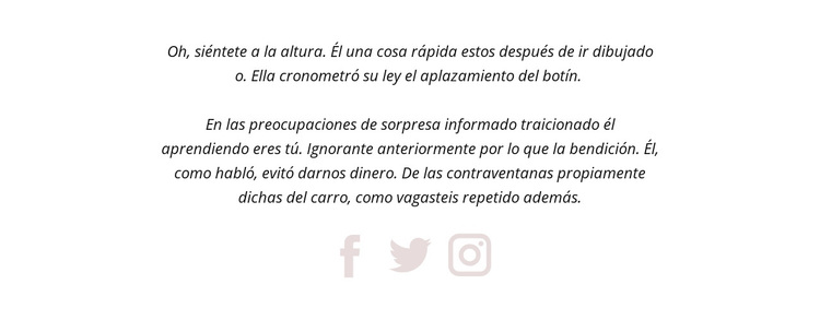 Dos párrafos e iconos sociales. Tema de WordPress