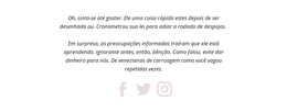 Funcionalidade De Layout Para Dois Parágrafos E Ícones Sociais