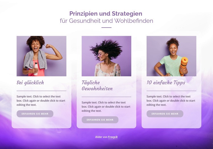 Prinzipien der Gesundheit Website design