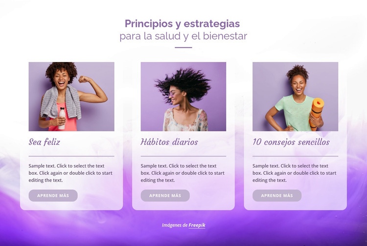 Principios de salud Plantillas de creación de sitios web