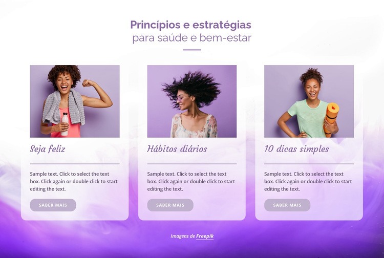 Princípios de saúde Maquete do site