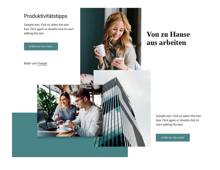 Arbeiten von zu Hause aus Website Builder-Vorlagen