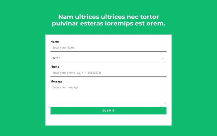 Contact form and headline CSS Template