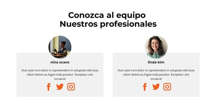 Conoce a nuestro staff femenino Maqueta de sitio web