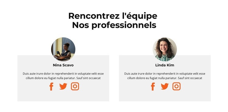 Rencontrez notre personnel féminin Maquette de site Web