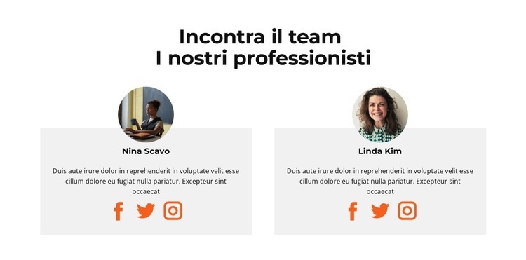 Incontra il nostro staff femminile Mockup del sito web