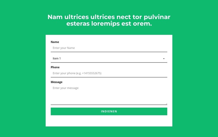 Contactformulier en kop Website sjabloon