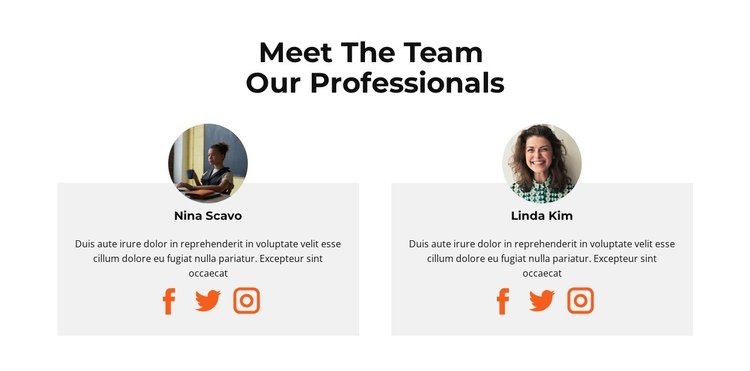 Meet our women's staff One Page Template
