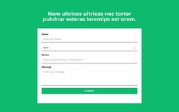 Contact Form And Headline - Custom Website Mockup