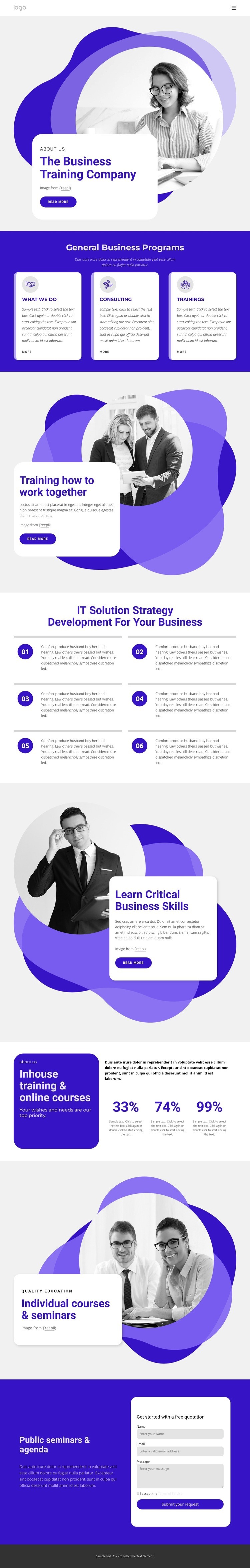 The business training company Squarespace Template Alternative