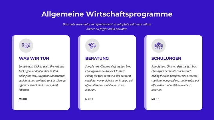 Allgemeine Wirtschaftsprogramme Website Builder-Vorlagen