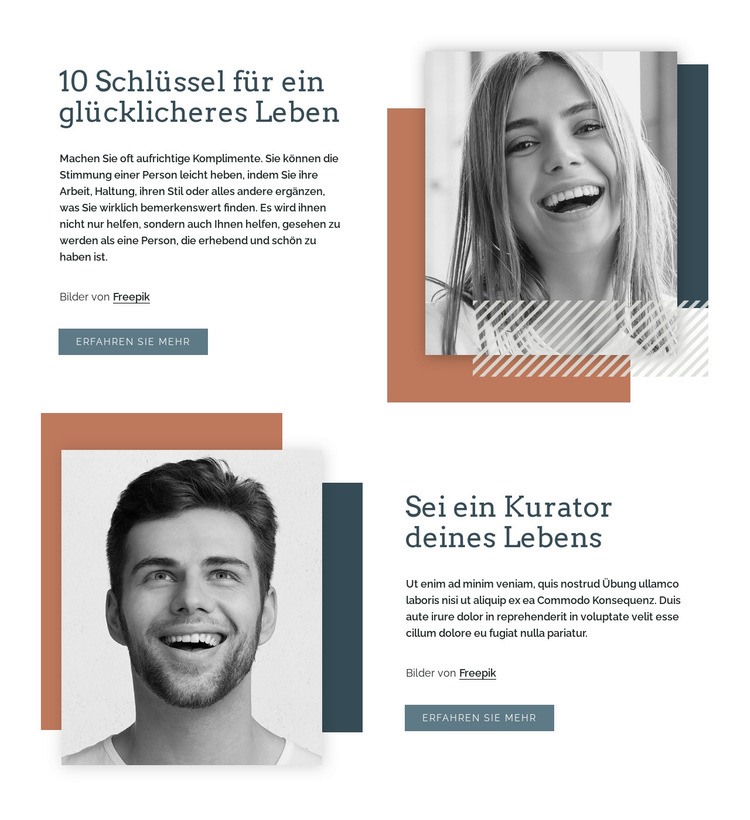 Schlüssel zu einem glücklicheren Leben Website Builder-Vorlagen