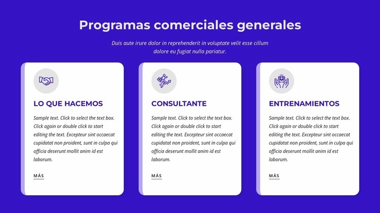 programas comerciales generales Maqueta de sitio web