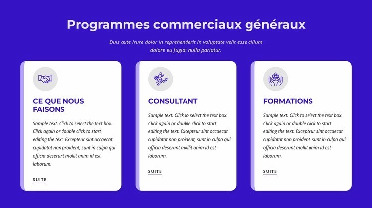 Programmes commerciaux généraux Maquette de site Web
