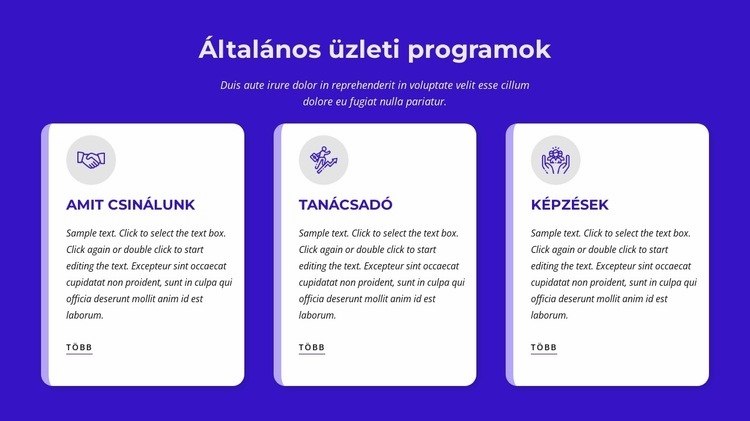 Általános üzleti programok Weboldal sablon