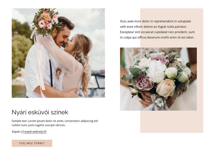 Nyári esküvői színek Weboldal tervezés