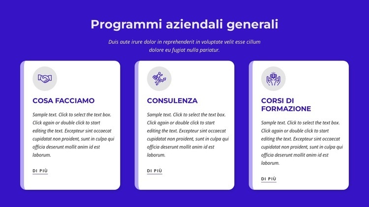 Programmi aziendali generali Pagina di destinazione