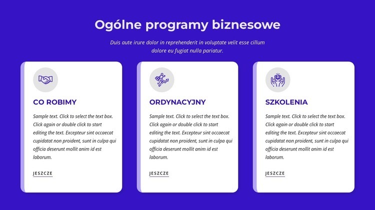 Ogólne programy biznesowe Szablon jednej strony