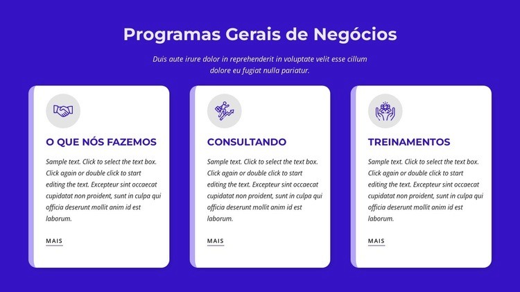 Programas gerais de negócios Design do site