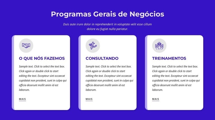 Programas gerais de negócios Landing Page