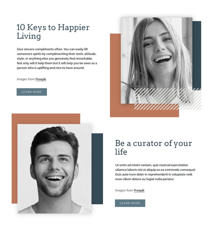 Nycklar till ett lyckligare liv Html webbplatsbyggare